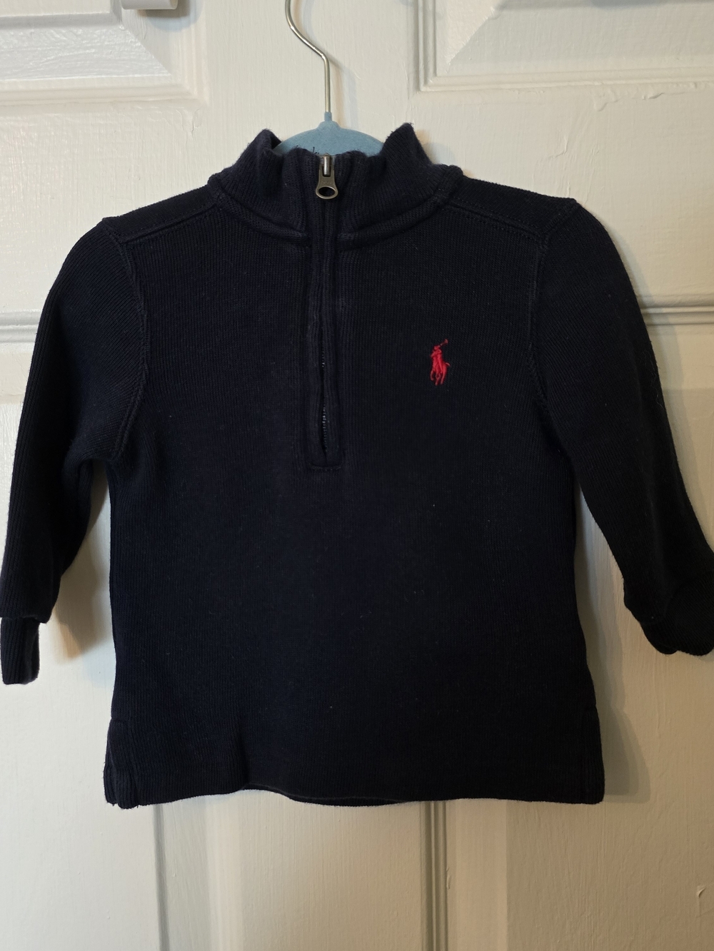 Polo by Ralph Lauren Navy Half-Zip Sweater with Red Pony Logo